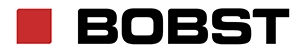 BOBST logo featuring a bold font with a red square accent.