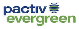 Pactiv Evergreen logo featuring blue and green text with a globe symbol.