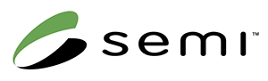 SEMI logo featuring a stylized green and black design.