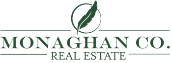 Dark green logo with a clover-like icon above a horizontal bar of stylized text.