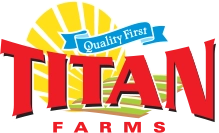 Titan Fans logo with a yellow sunburst behind large red “TITAN” text and a blue ribbon reading “Quality First.”