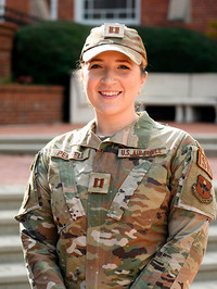 Portrait of a smiling female U.S. Air Force service member in uniform.