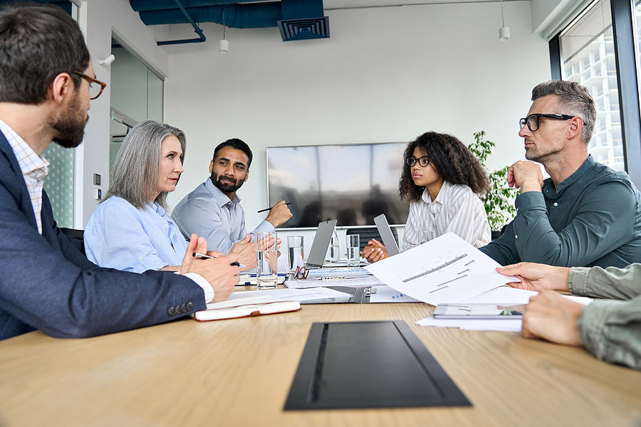 Meeting of diverse professionals