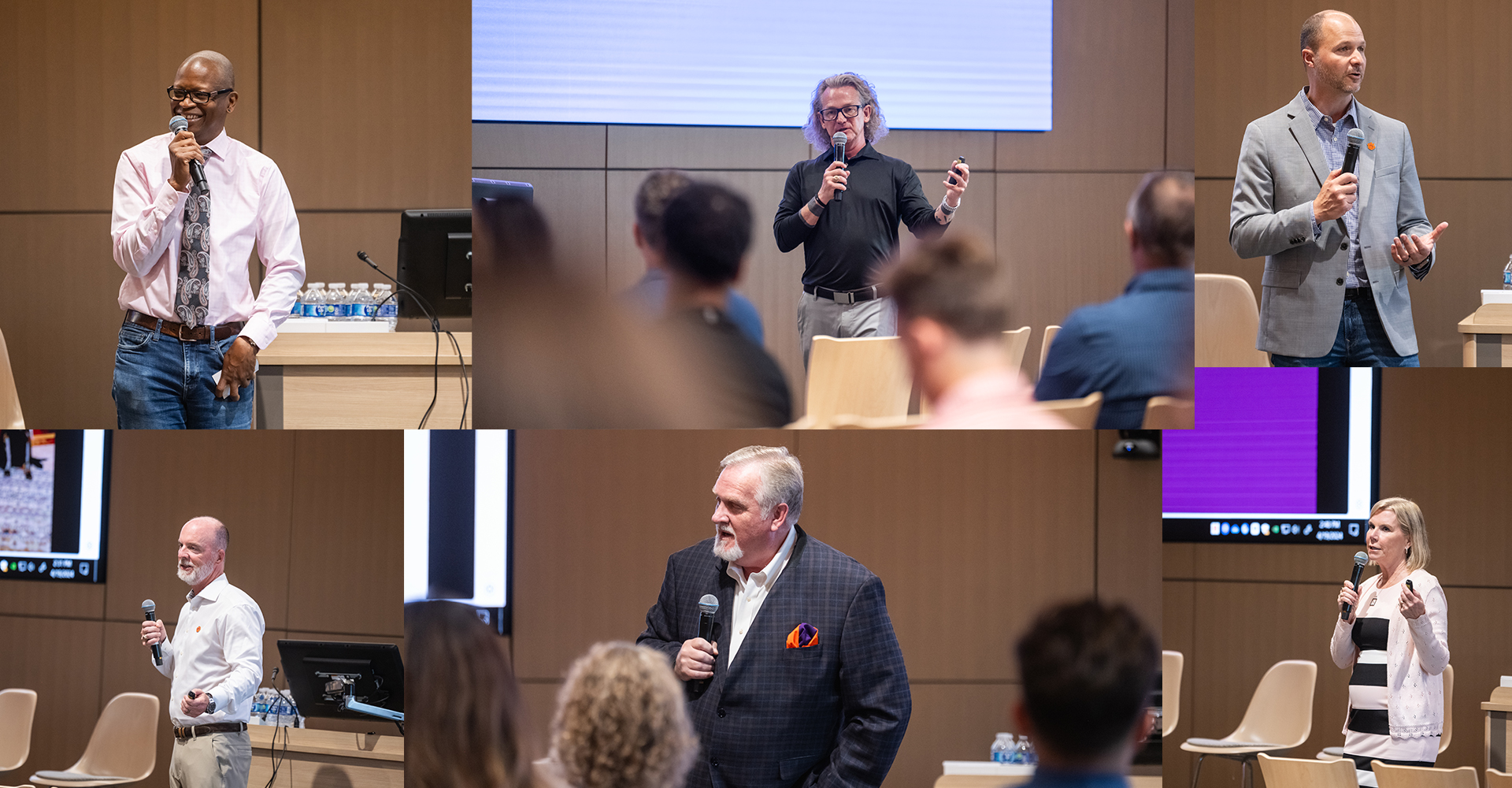 Six different speakers at Voices of Experience 2024.