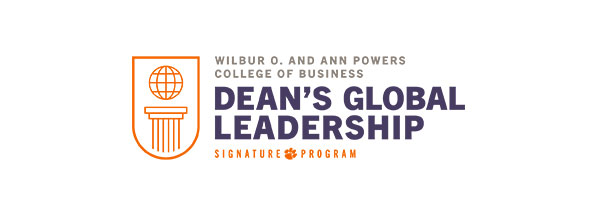 Logo for the Dean's Global Leadership Signature Program at Wilbur O. and Ann Powers College of Business.