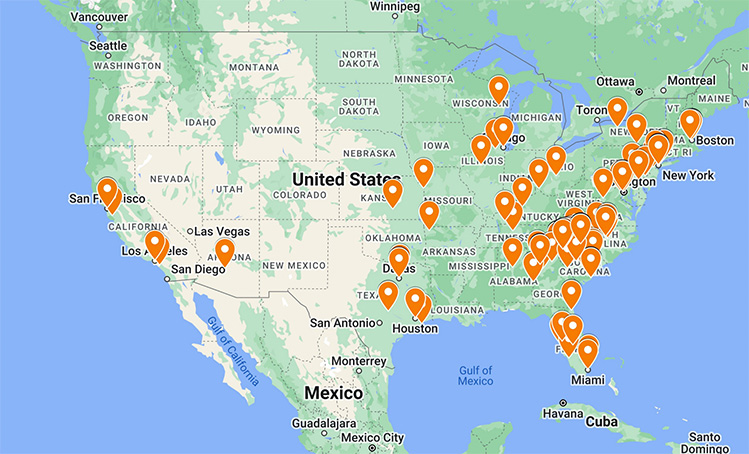 Map of student placements