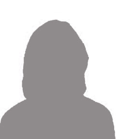 Gray silhouette placeholder of a person with shoulder-length hair on a white background.