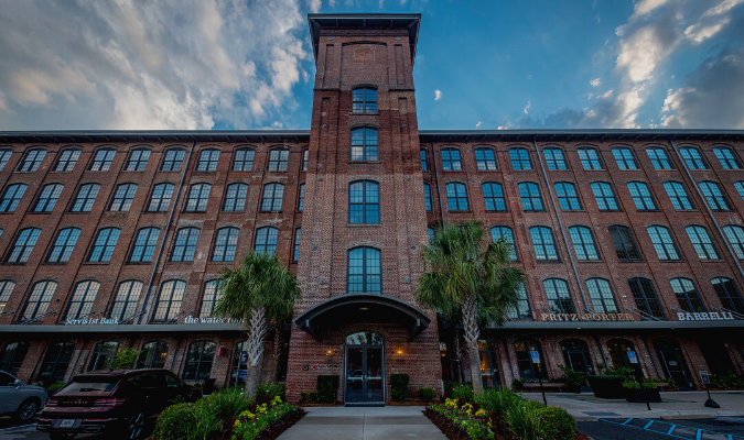The front of the Cigar Factory in Charleston