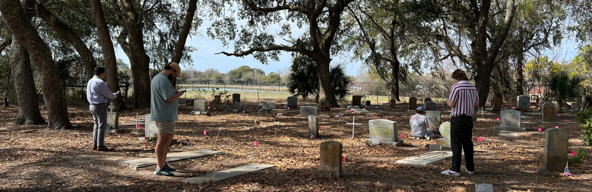 students working on historic preservation site