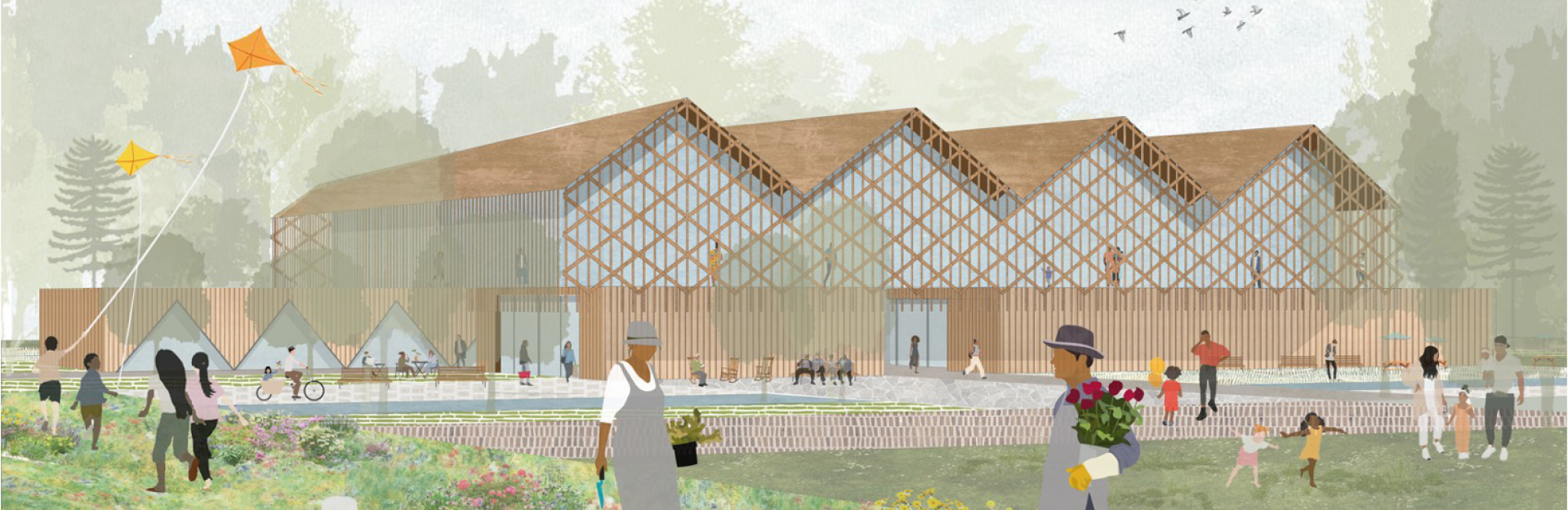 Image of wooden building frame construction