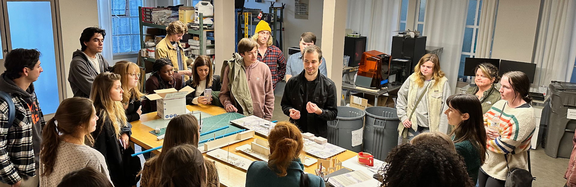 landscape architecture studio with students and professors