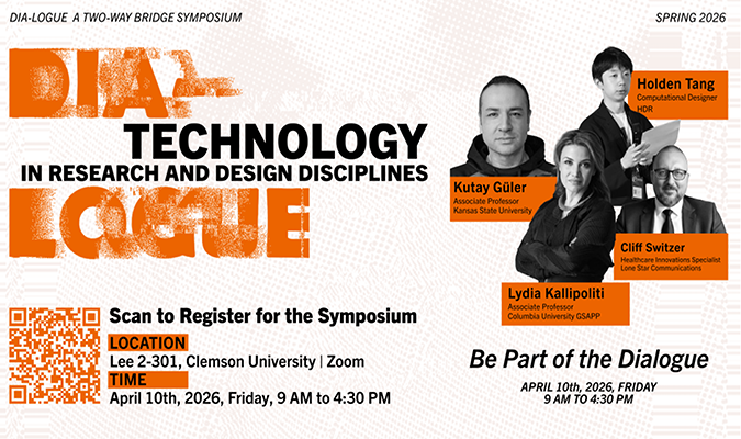 Students sitting in a brightly lit classroom listening to a professor teach on landscape architecture.