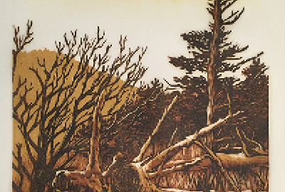 Mandy Ferguson | MFA 2018 | Clearning, Mt. Mitchel | Reduction Woodcut