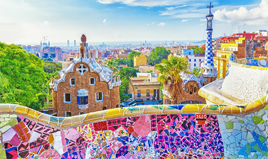 colorful buildings in Barcelona, Spain