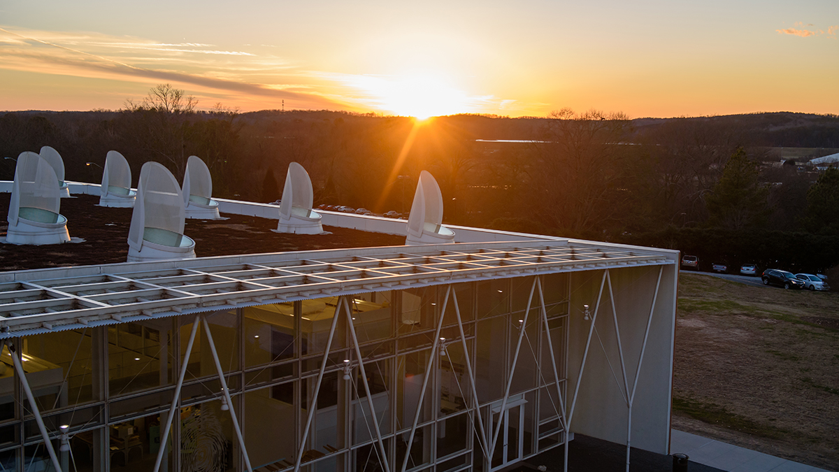 Lee Hall III at sunset