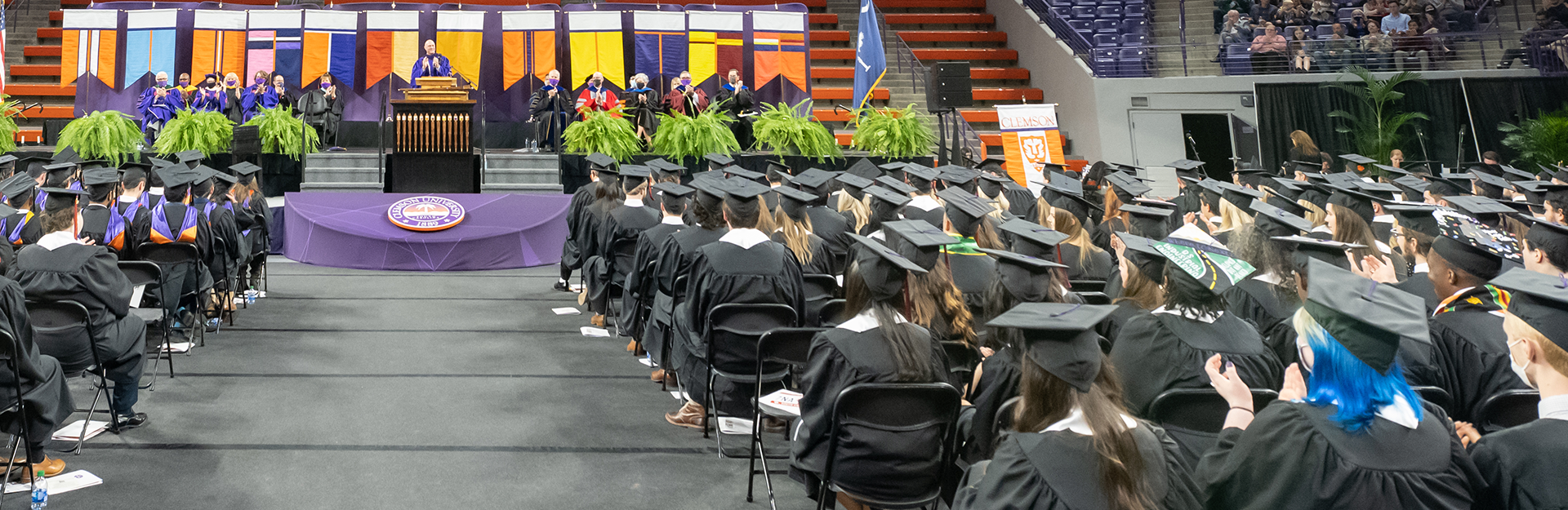 floor view of the stage at clemson commencement 