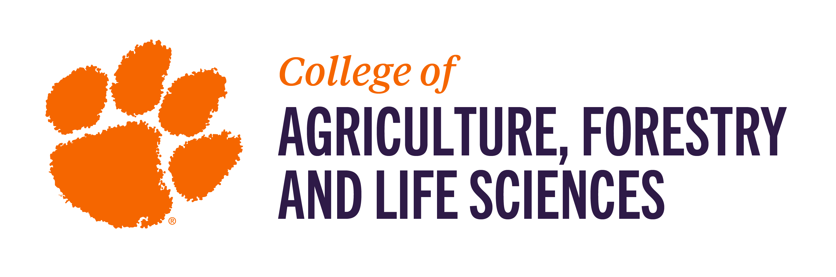Illustration of a tiger paw and words College of agriculture forestry and life sciences