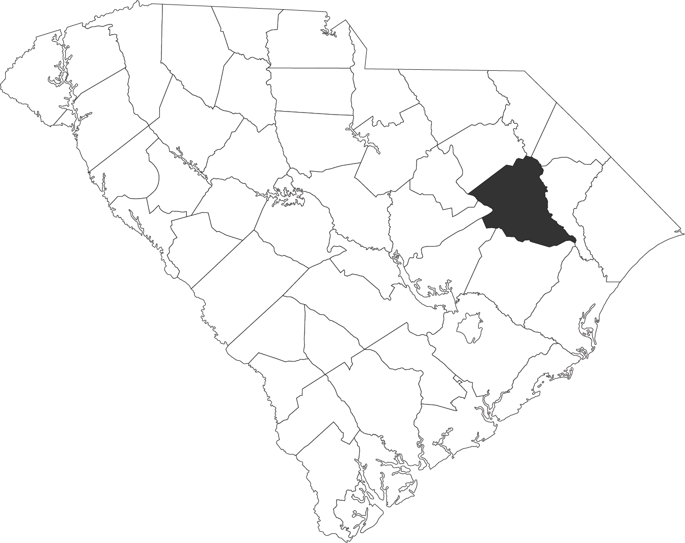 outline of south carolina map with florence county filled in