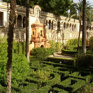 The Alcazar Gardens in Seville Spain