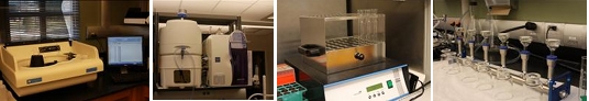collage of images of 4 different pieces of lab equipment