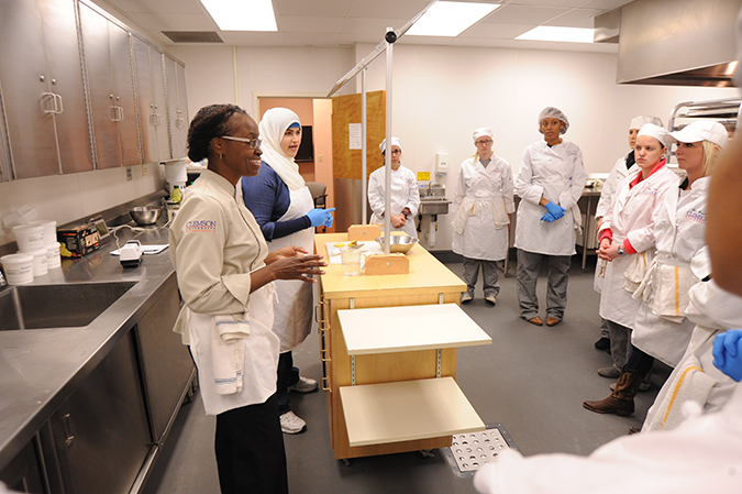 Dr. Aubrey Coffee, sensory lecturer in the Department of Food, Nutrition and Packaging Science in her Culinary Lab