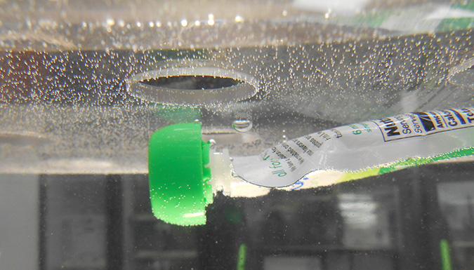 plastic package inside liquid