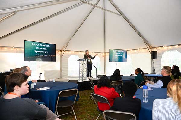 Keynote speaker presenting