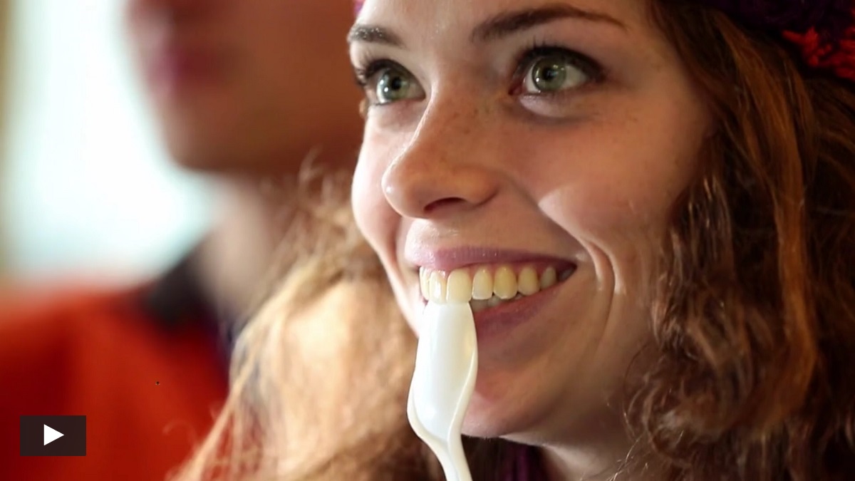 Student waiting to eat ice cream