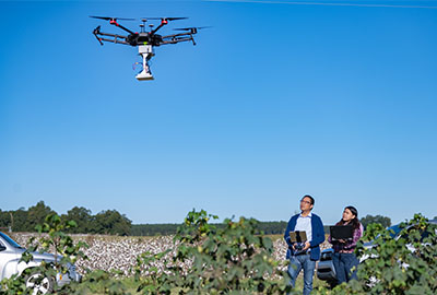 Joe Maja flying a drone