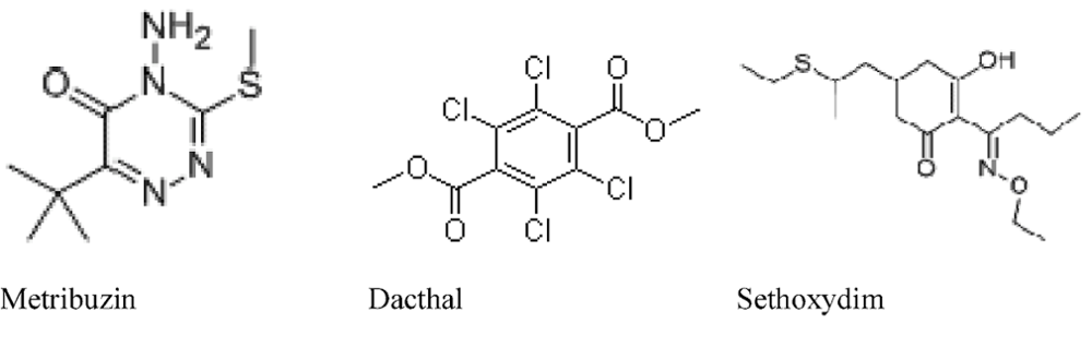 Metribuzin, Dacthal, Sethoxydim