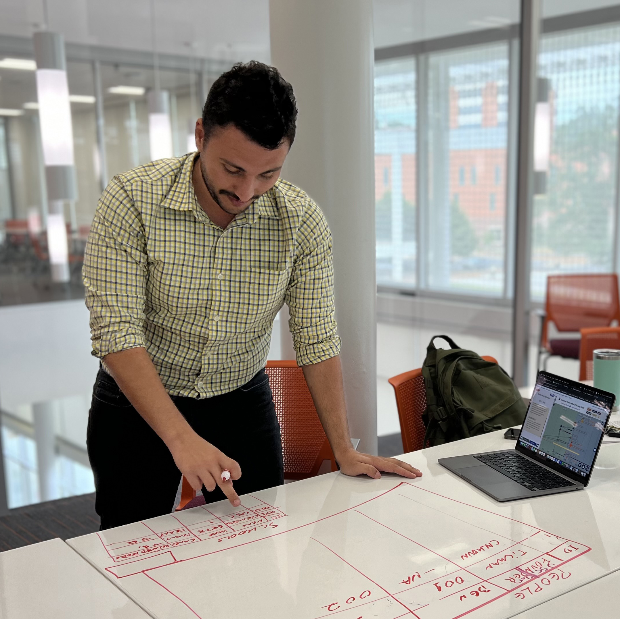 student at whiteboard