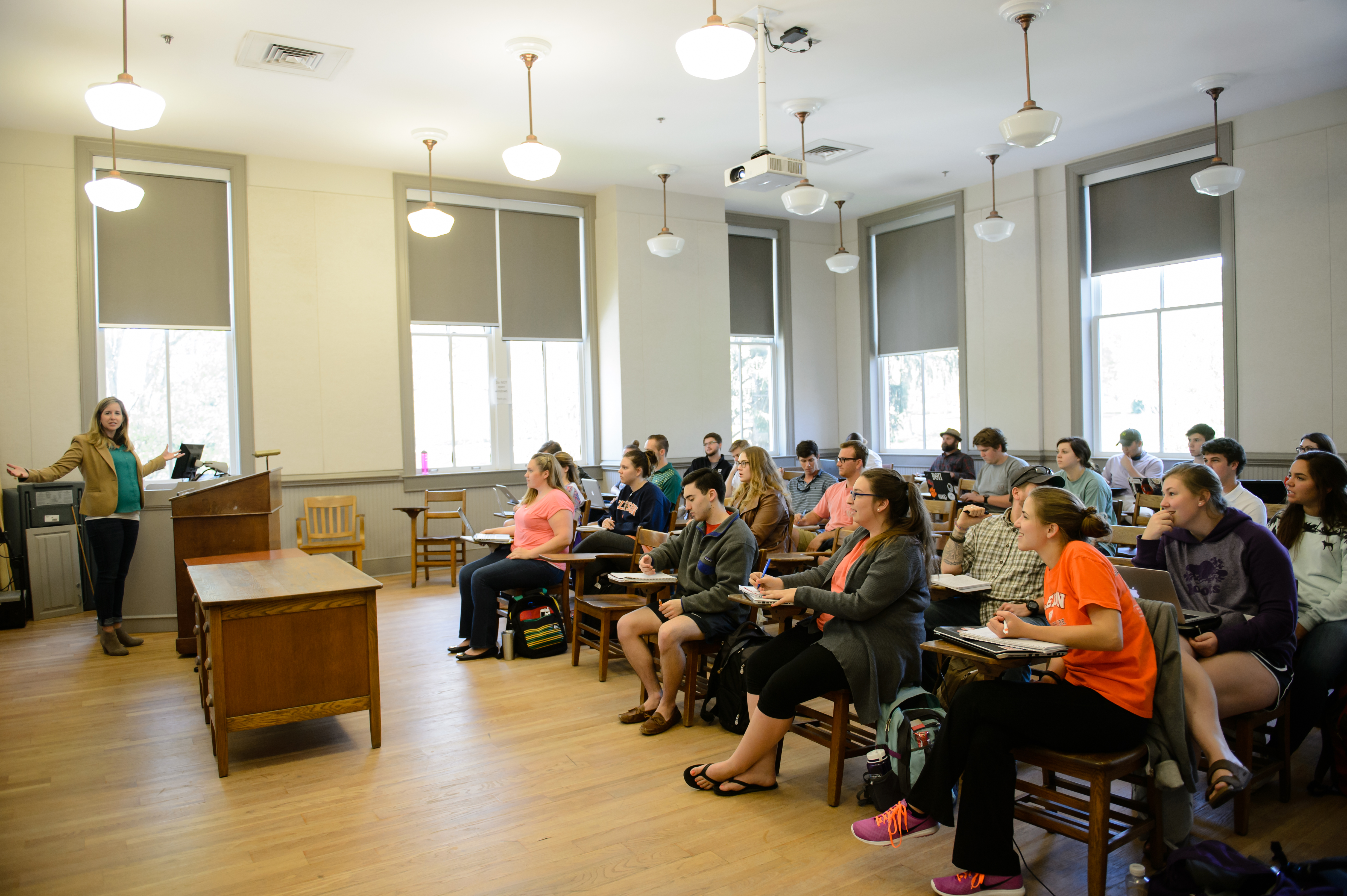 Lee Wilson teaches in one of Hardin Hall's historic classrooms.