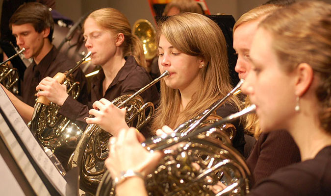 French horn section of the concert band