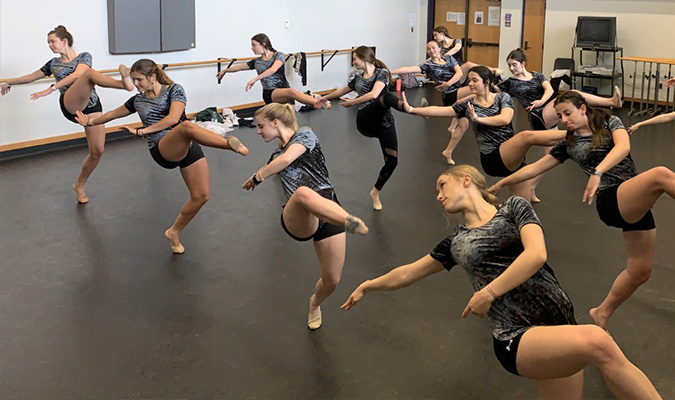 Students dancing in studio