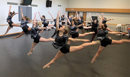 Dancer perfoms in the studio