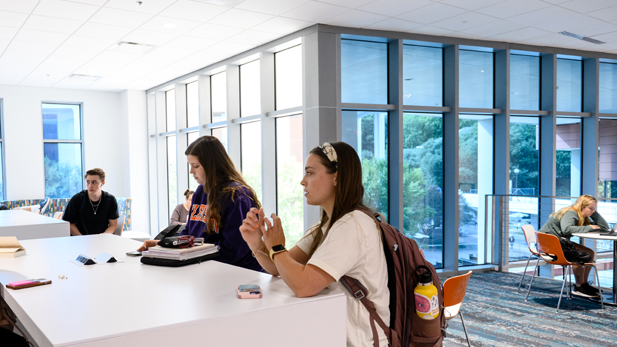 students in the Humanities Hall