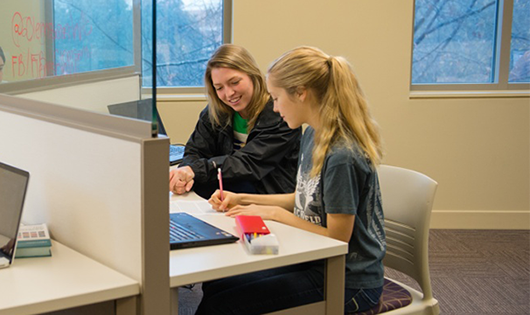 students collaborating on a laptop