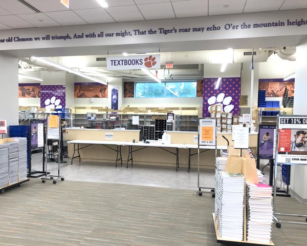 The Clemson University Bookstore textbook ordering desk