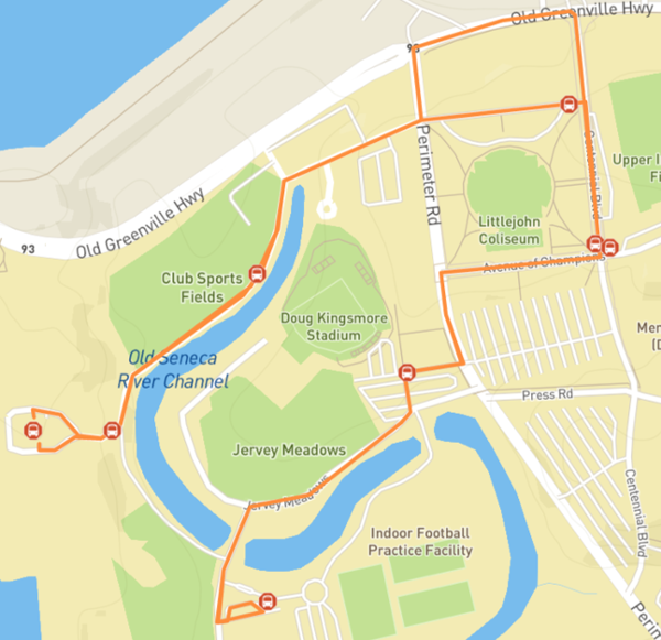 Screenshot of google maps detailing the athletic district route