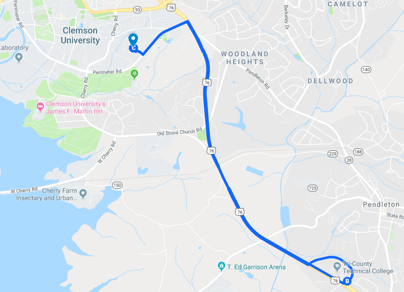 Screenshot of google maps detailing the bridge route