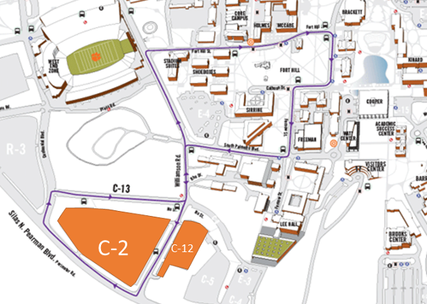 map of C2 Lot and Purple Route