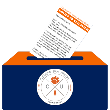 Notice of Violation ticket going into a donation box