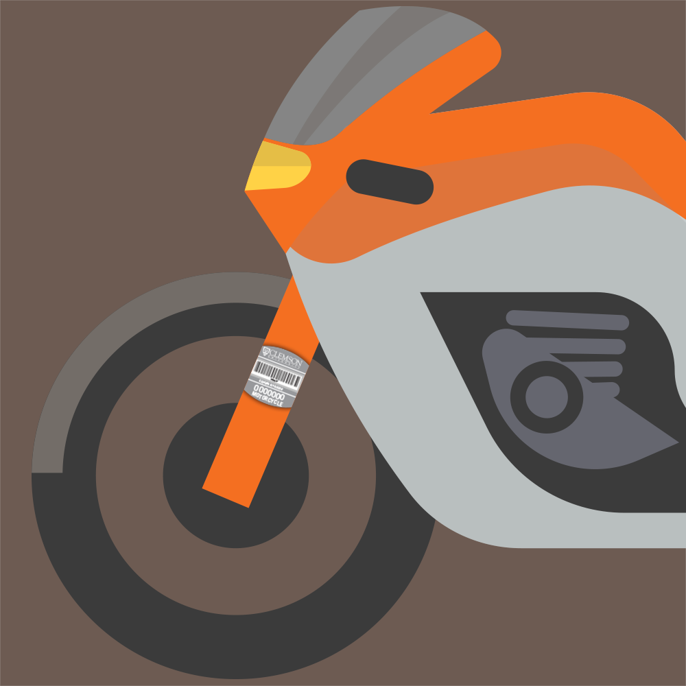 Motorcycle decal above front tire
