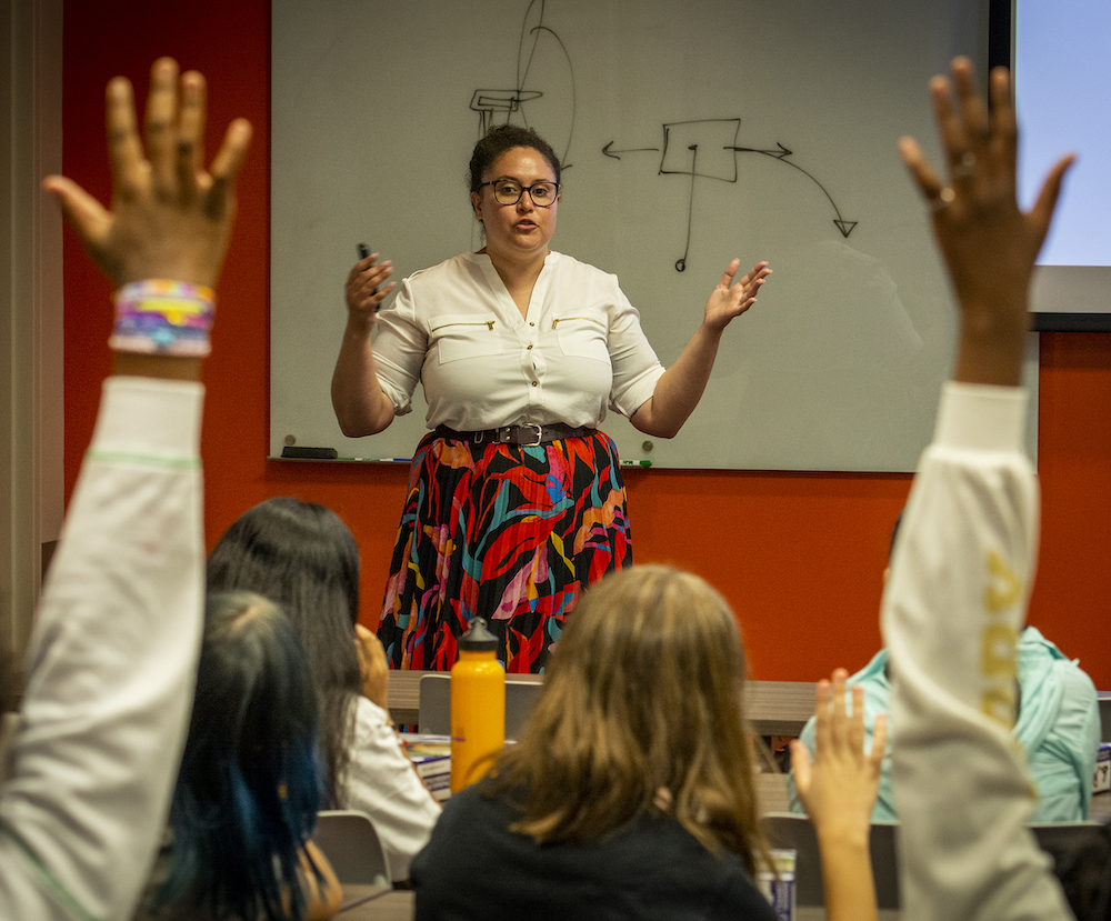 Teacher teaching students