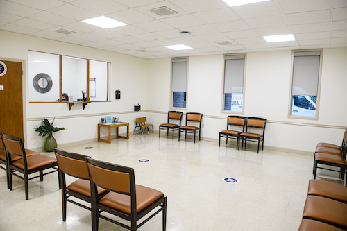 Waiting room of the Clemson Rural Health Clinic Walhalla