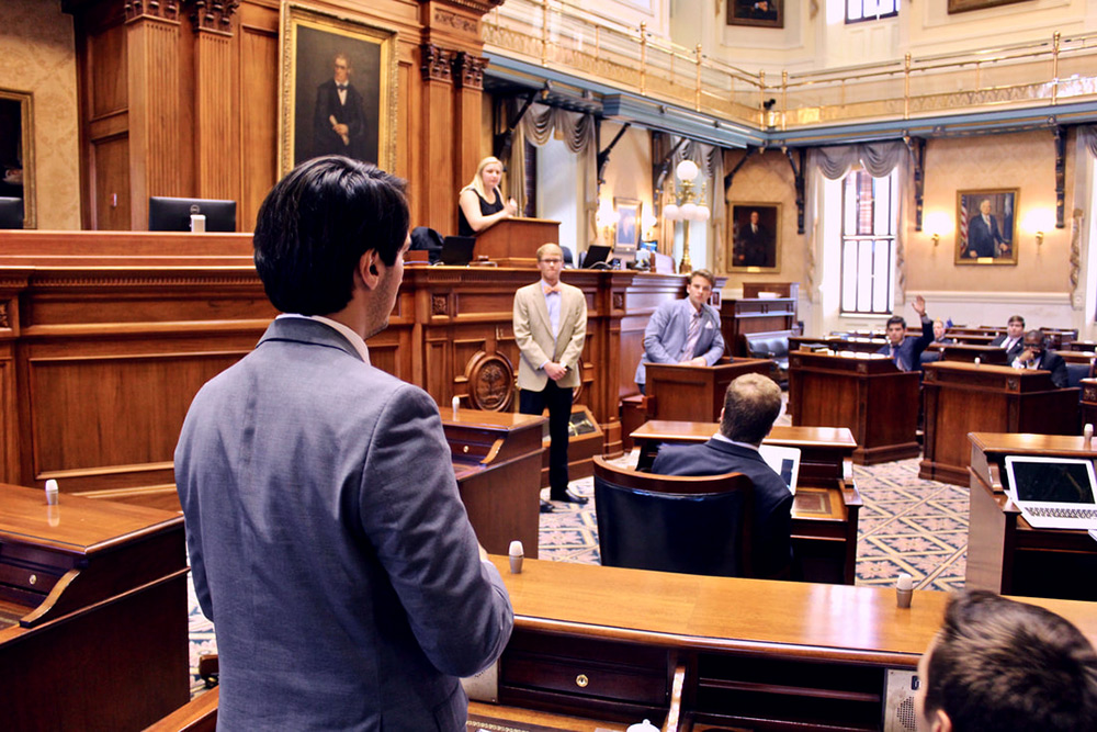 Image of Students in the SC State Senate chambers