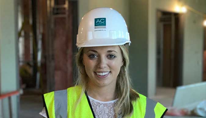 Photo of Grace Graves wearing a hardhat