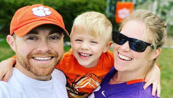 Photo of Lee Hilderbrand Blakely and her husband and son.