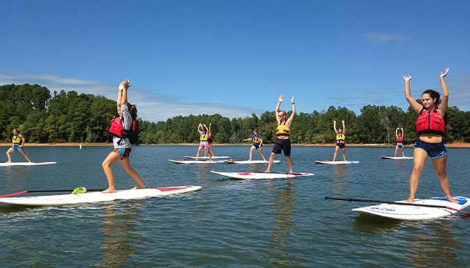 Picture of paddleboarding students on Lake Hartwell.