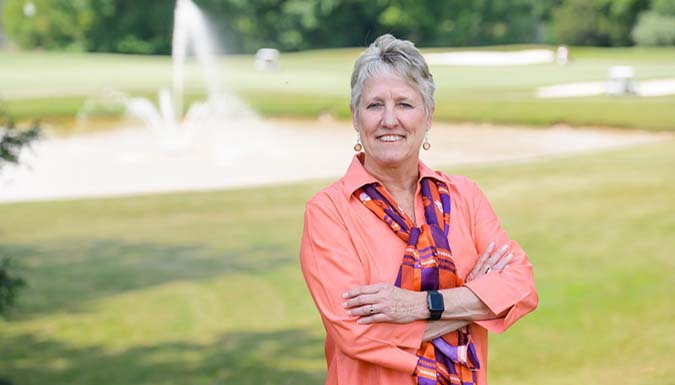 Melinda Chappell standing on Clemson University campus.